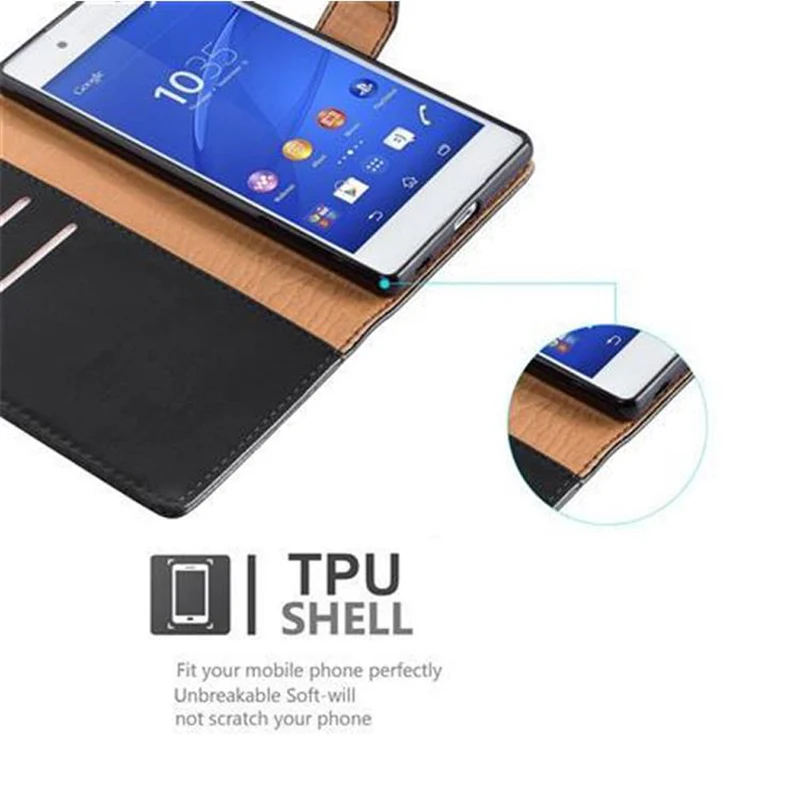 Cadorabo Hülle kompatibel mit Sony Xperia Z3 PLUS / Z4 Schutzhülle mit Magnetverschluss, Standfunktion und Kartenfach