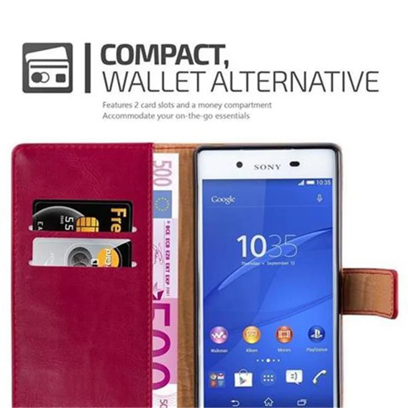 Cadorabo Hülle kompatibel mit Sony Xperia Z3 PLUS / Z4 Schutzhülle mit Magnetverschluss, Standfunktion und Kartenfach