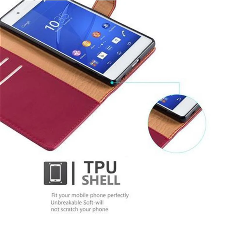Cadorabo Hülle kompatibel mit Sony Xperia Z3 PLUS / Z4 Schutzhülle mit Magnetverschluss, Standfunktion und Kartenfach