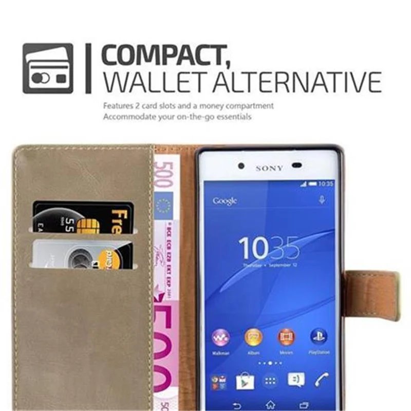 Cadorabo Hülle kompatibel mit Sony Xperia Z3 PLUS / Z4 Schutzhülle mit Magnetverschluss, Standfunktion und Kartenfach