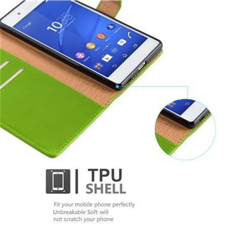Cadorabo Hülle kompatibel mit Sony Xperia Z3 PLUS / Z4 Schutzhülle mit Magnetverschluss, Standfunktion und Kartenfach