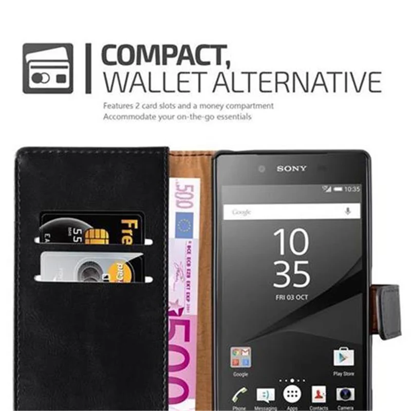 Cadorabo Hülle kompatibel mit Sony Xperia Z5 Schutzhülle mit Magnetverschluss, Standfunktion und Kartenfach