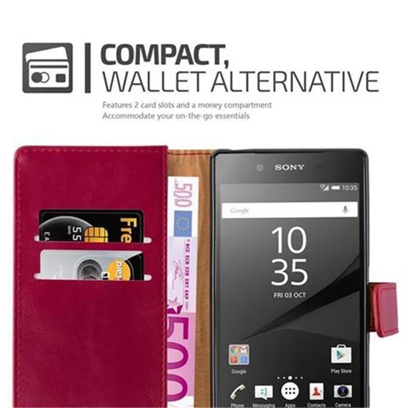 Cadorabo Hülle kompatibel mit Sony Xperia Z5 Schutzhülle mit Magnetverschluss, Standfunktion und Kartenfach