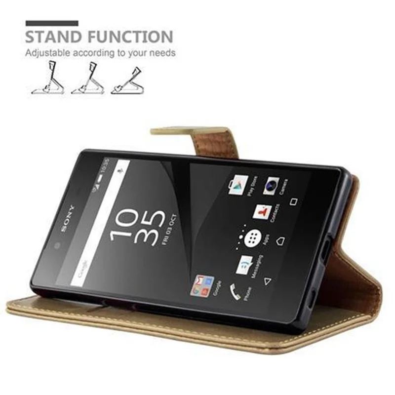 Cadorabo Hülle kompatibel mit Sony Xperia Z5 Schutzhülle mit Magnetverschluss, Standfunktion und Kartenfach