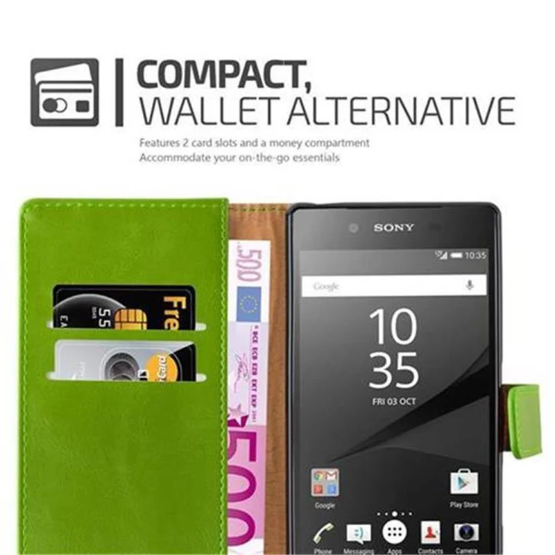 Cadorabo Hülle kompatibel mit Sony Xperia Z5 Schutzhülle mit Magnetverschluss, Standfunktion und Kartenfach