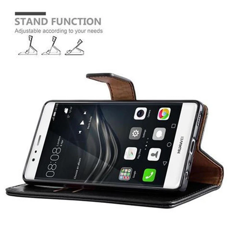Cadorabo Hülle kompatibel mit Huawei P9 Schutzhülle mit Magnetverschluss, Standfunktion und Kartenfach