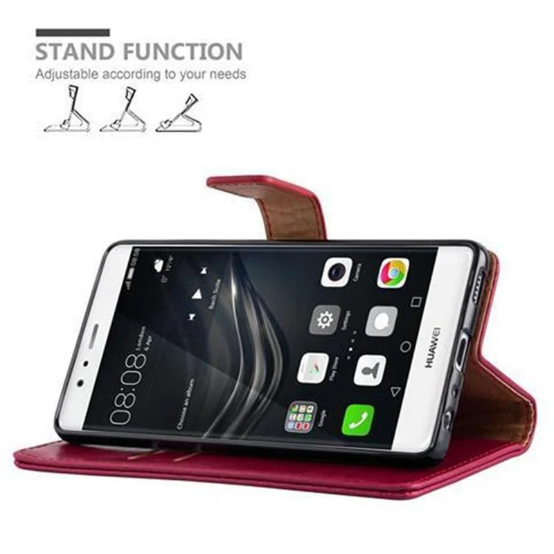 Cadorabo Hülle kompatibel mit Huawei P9 Schutzhülle mit Magnetverschluss, Standfunktion und Kartenfach