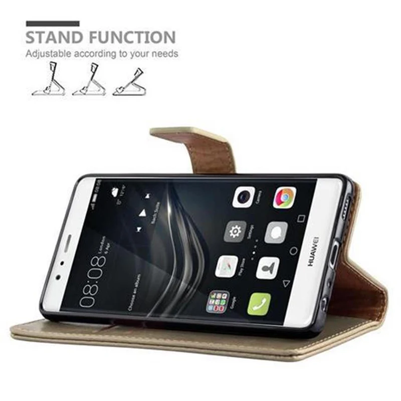Cadorabo Hülle kompatibel mit Huawei P9 Schutzhülle mit Magnetverschluss, Standfunktion und Kartenfach