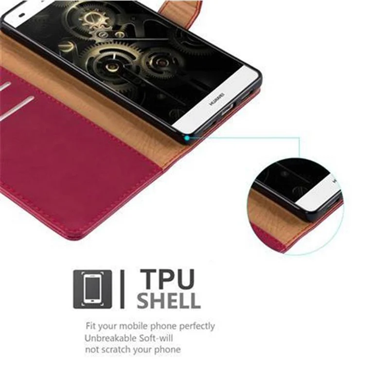 Cadorabo Hülle kompatibel mit Huawei P8 LITE 2015 Schutzhülle mit Magnetverschluss, Standfunktion und Kartenfach