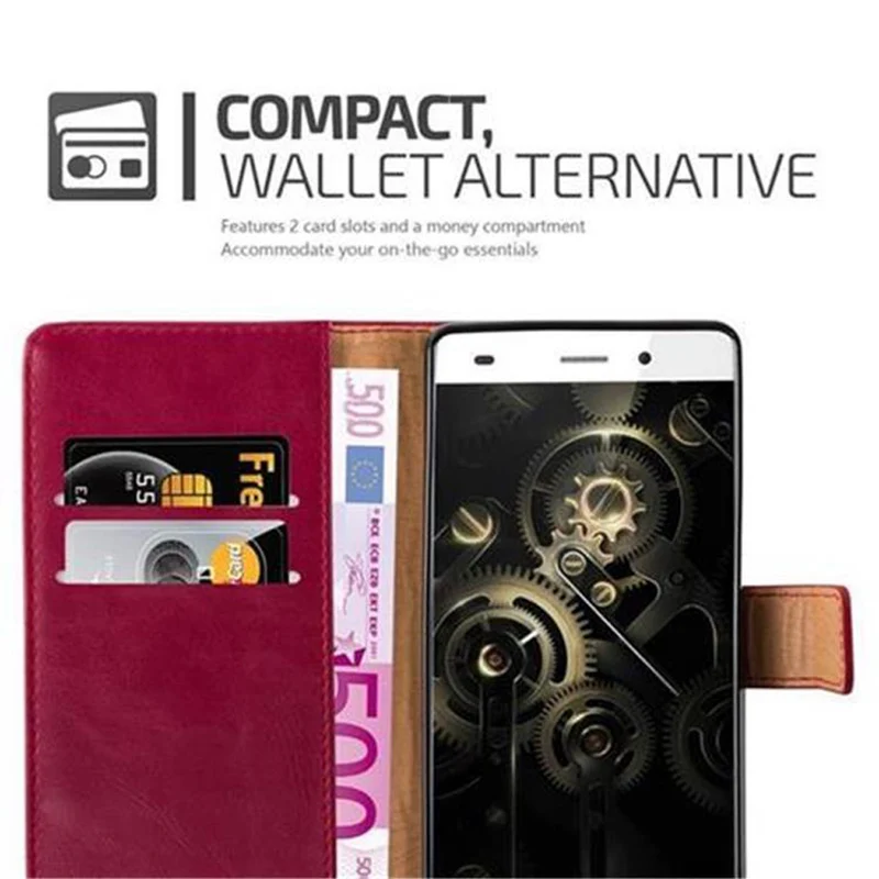 Cadorabo Hülle kompatibel mit Huawei P8 LITE 2015 Schutzhülle mit Magnetverschluss, Standfunktion und Kartenfach