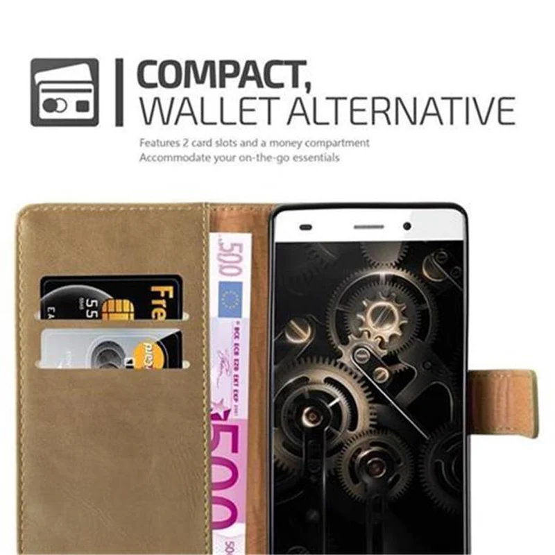 Cadorabo Hülle kompatibel mit Huawei P8 LITE 2015 Schutzhülle mit Magnetverschluss, Standfunktion und Kartenfach