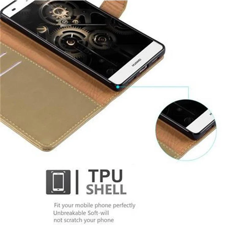 Cadorabo Hülle kompatibel mit Huawei P8 LITE 2015 Schutzhülle mit Magnetverschluss, Standfunktion und Kartenfach