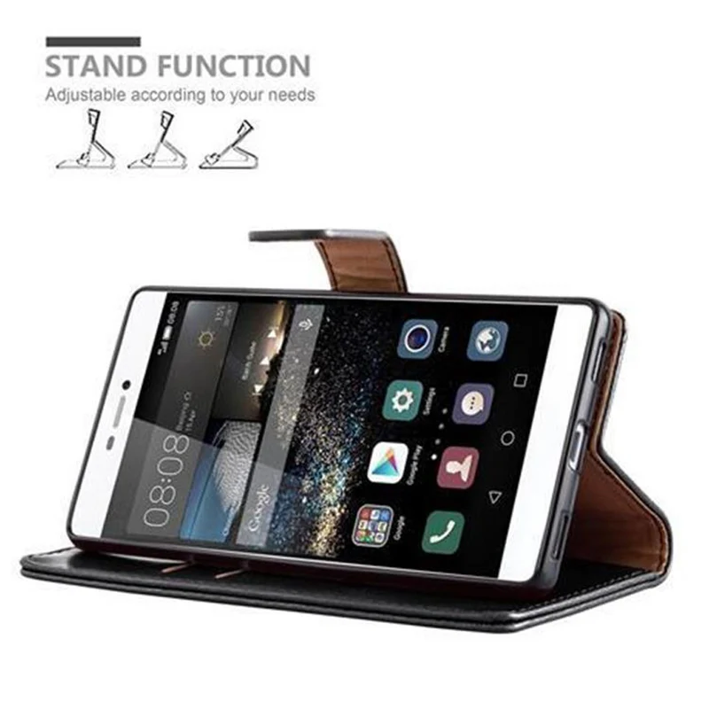 Cadorabo Hülle kompatibel mit Huawei P8 Schutzhülle mit Magnetverschluss, Standfunktion und Kartenfach