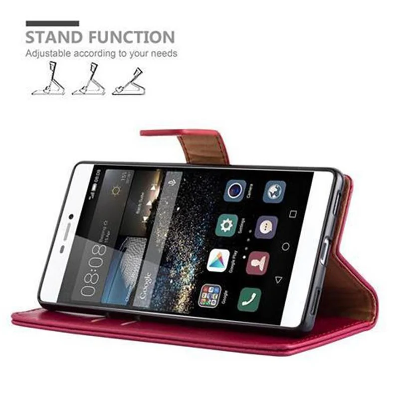Cadorabo Hülle kompatibel mit Huawei P8 Schutzhülle mit Magnetverschluss, Standfunktion und Kartenfach