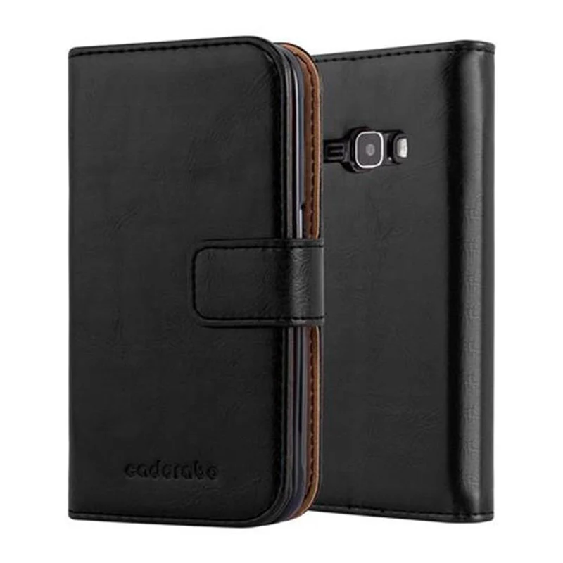 Cadorabo Hülle kompatibel mit Samsung Galaxy J1 2016 Schutzhülle mit Magnetverschluss, Standfunktion und Kartenfach