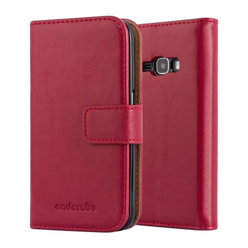 Cadorabo Hülle kompatibel mit Samsung Galaxy J1 2016 Schutzhülle mit Magnetverschluss, Standfunktion und Kartenfach