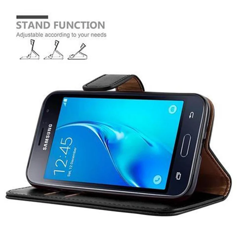 Cadorabo Hülle kompatibel mit Samsung Galaxy J1 2016 Schutzhülle mit Magnetverschluss, Standfunktion und Kartenfach