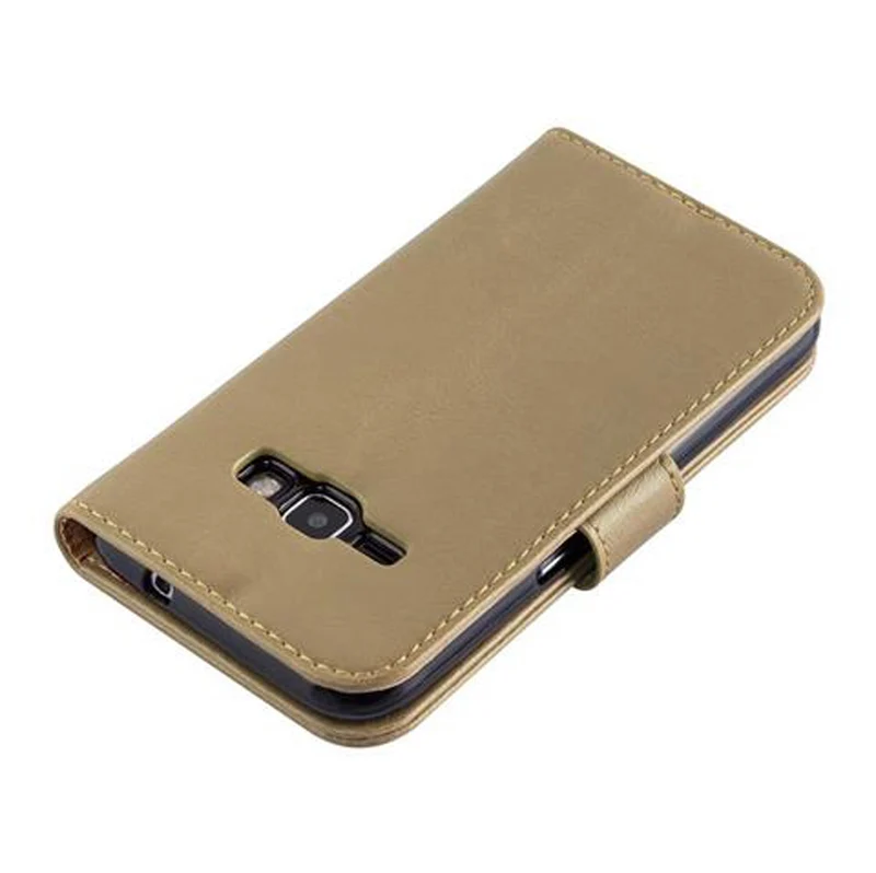 Cadorabo Hülle kompatibel mit Samsung Galaxy J1 2016 Schutzhülle mit Magnetverschluss, Standfunktion und Kartenfach