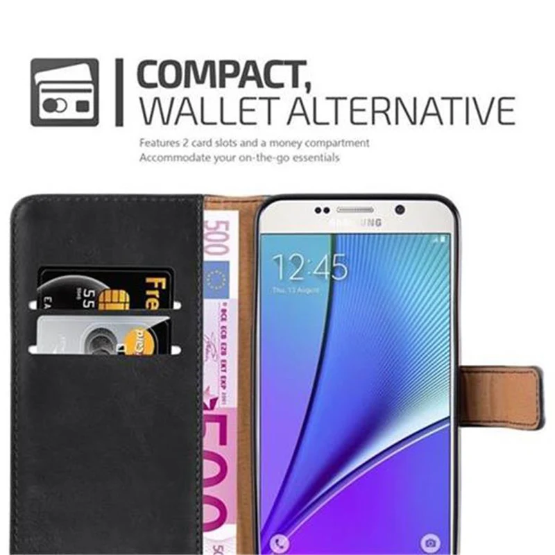 Cadorabo Hülle kompatibel mit Samsung Galaxy NOTE 5 Schutzhülle mit Magnetverschluss, Standfunktion und Kartenfach