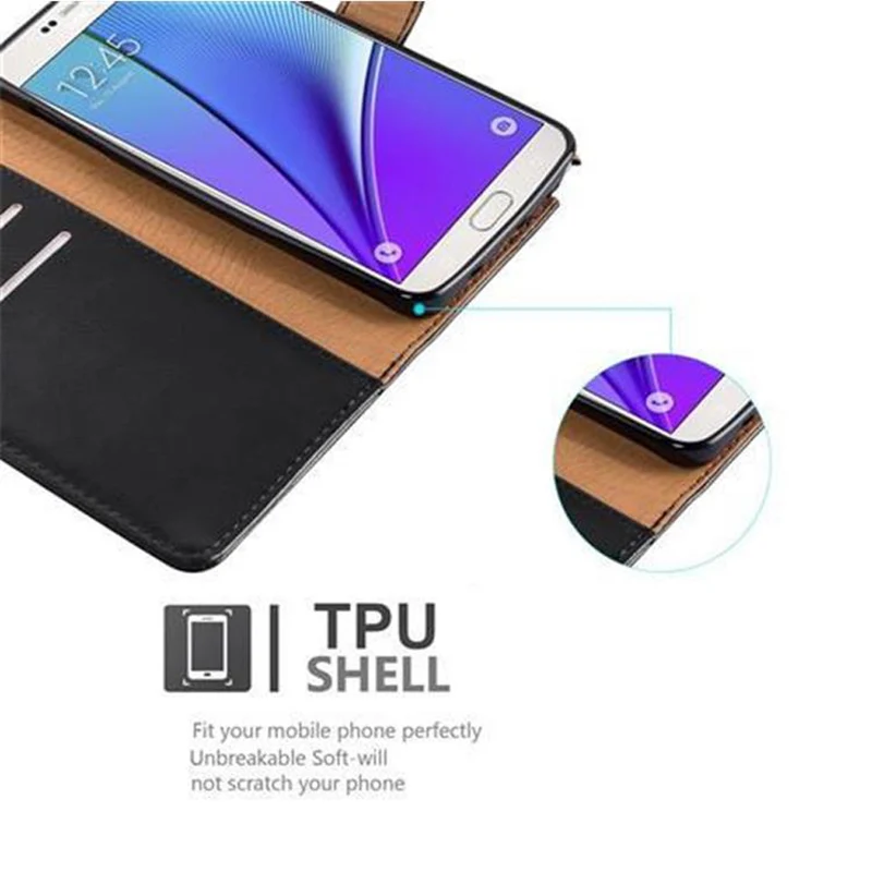 Cadorabo Hülle kompatibel mit Samsung Galaxy NOTE 5 Schutzhülle mit Magnetverschluss, Standfunktion und Kartenfach