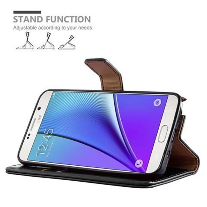 Cadorabo Hülle kompatibel mit Samsung Galaxy NOTE 5 Schutzhülle mit Magnetverschluss, Standfunktion und Kartenfach