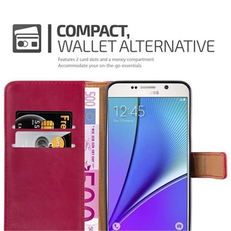 Cadorabo Hülle kompatibel mit Samsung Galaxy NOTE 5 Schutzhülle mit Magnetverschluss, Standfunktion und Kartenfach
