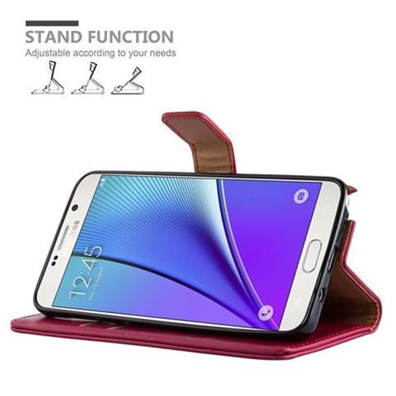 Cadorabo Hülle kompatibel mit Samsung Galaxy NOTE 5 Schutzhülle mit Magnetverschluss, Standfunktion und Kartenfach
