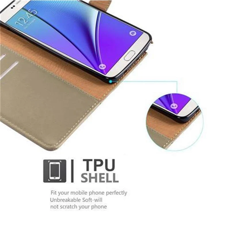 Cadorabo Hülle kompatibel mit Samsung Galaxy NOTE 5 Schutzhülle mit Magnetverschluss, Standfunktion und Kartenfach