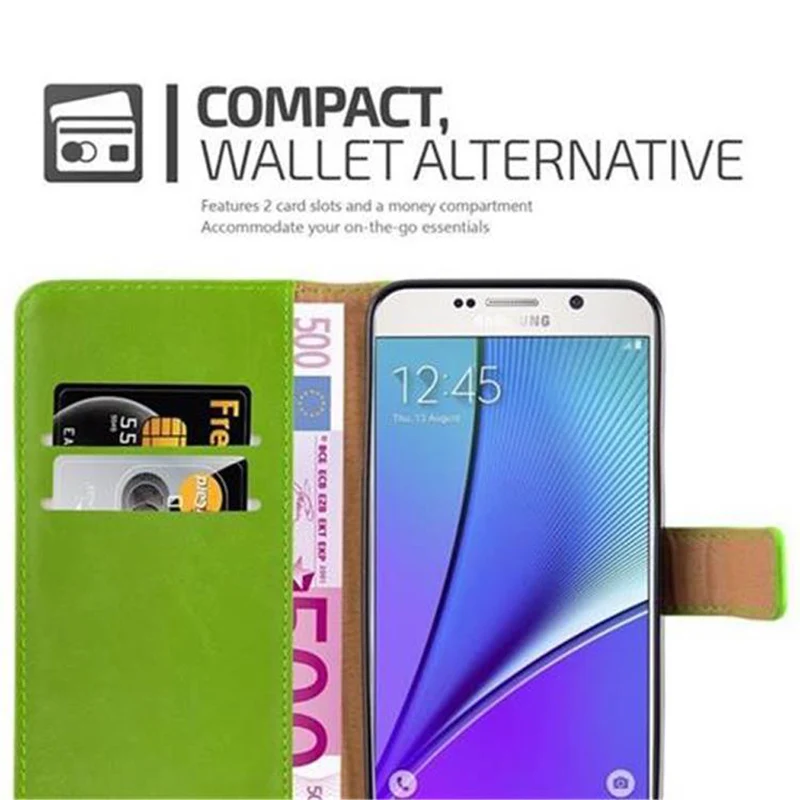 Cadorabo Hülle kompatibel mit Samsung Galaxy NOTE 5 Schutzhülle mit Magnetverschluss, Standfunktion und Kartenfach