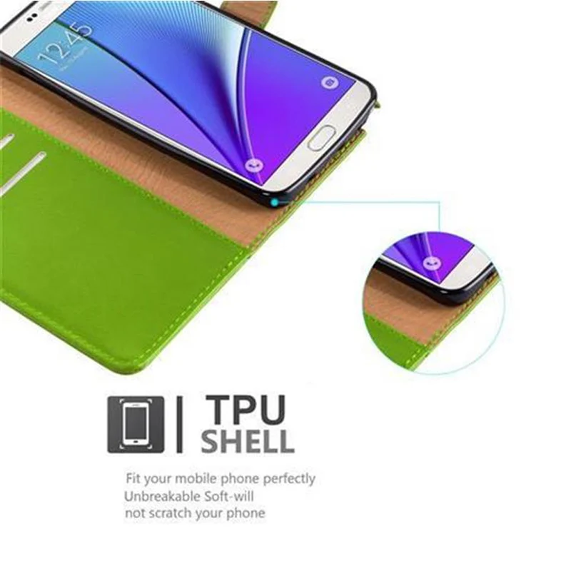 Cadorabo Hülle kompatibel mit Samsung Galaxy NOTE 5 Schutzhülle mit Magnetverschluss, Standfunktion und Kartenfach
