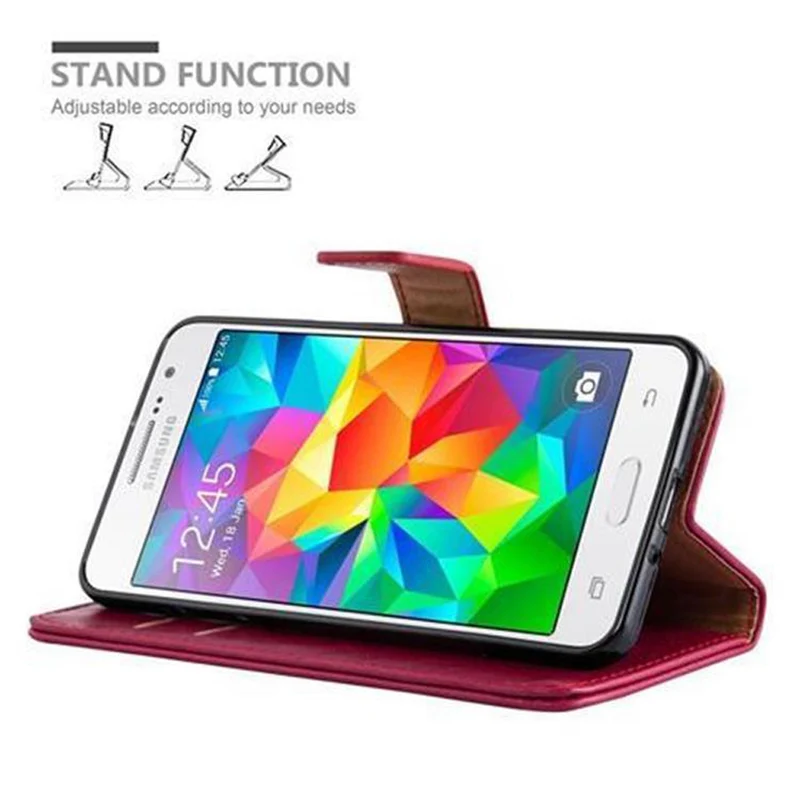 Cadorabo Hülle kompatibel mit Samsung Galaxy GRAND PRIME Schutzhülle mit Magnetverschluss, Standfunktion und Kartenfach