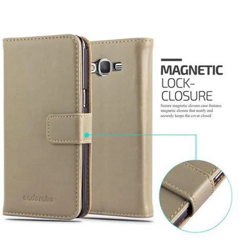 Cadorabo Hülle kompatibel mit Samsung Galaxy GRAND PRIME Schutzhülle mit Magnetverschluss, Standfunktion und Kartenfach