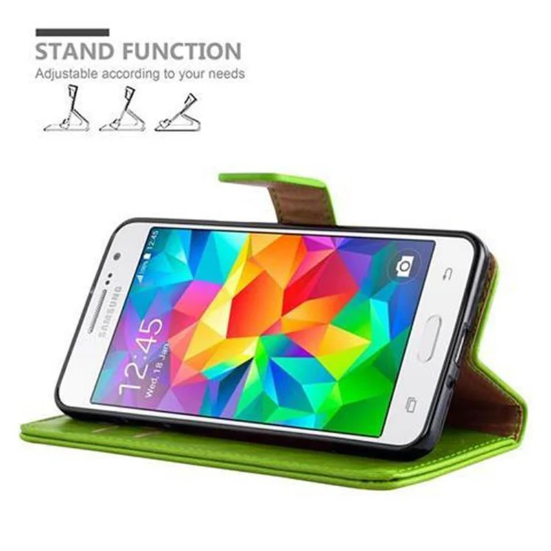 Cadorabo Hülle kompatibel mit Samsung Galaxy GRAND PRIME Schutzhülle mit Magnetverschluss, Standfunktion und Kartenfach
