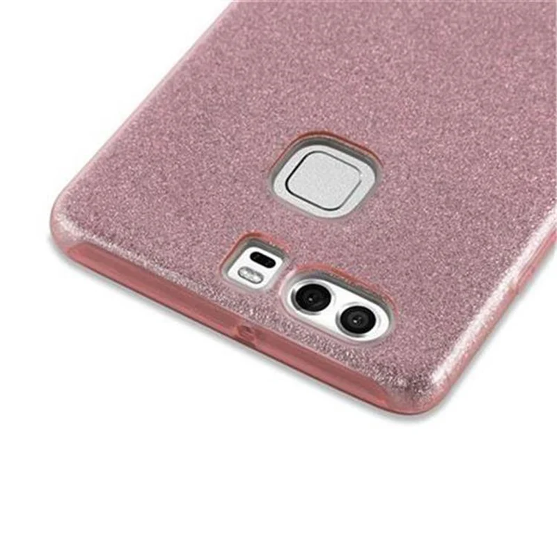 Cadorabo Hülle kompatibel mit Huawei P9 TPU Silikon und Hard Case Schutzhülle im Glitzer Design