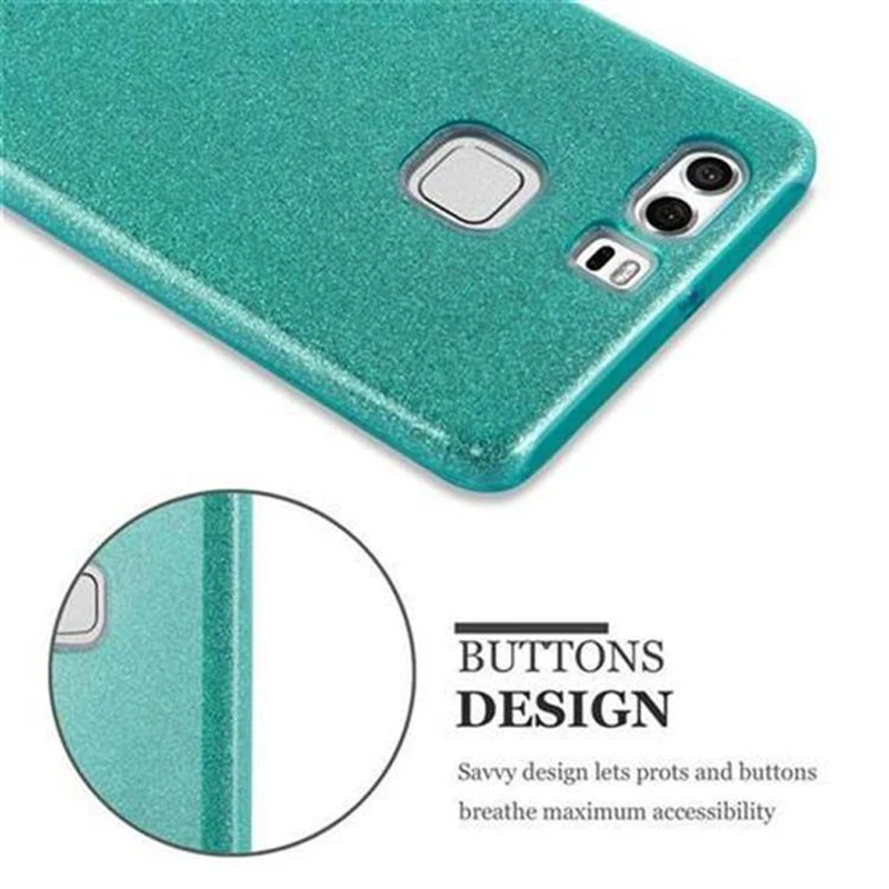 Cadorabo Hülle kompatibel mit Huawei P9 TPU Silikon und Hard Case Schutzhülle im Glitzer Design