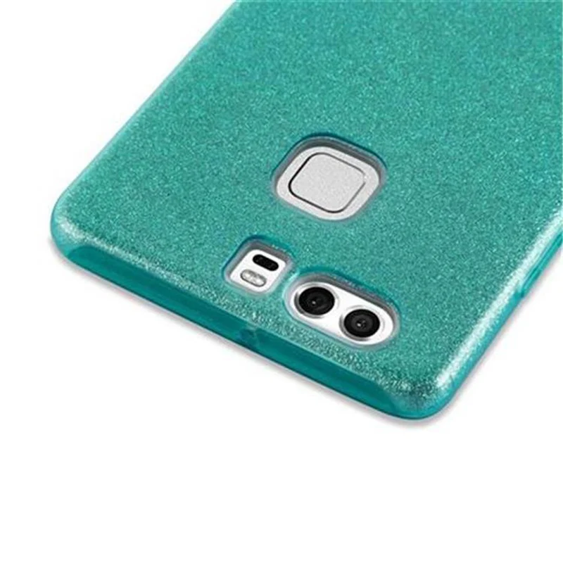 Cadorabo Hülle kompatibel mit Huawei P9 TPU Silikon und Hard Case Schutzhülle im Glitzer Design