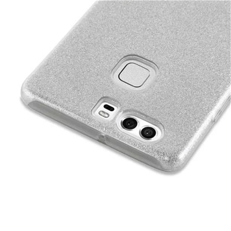 Cadorabo Hülle kompatibel mit Huawei P9 TPU Silikon und Hard Case Schutzhülle im Glitzer Design