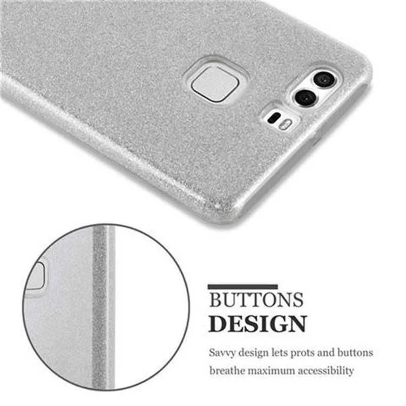 Cadorabo Hülle kompatibel mit Huawei P9 TPU Silikon und Hard Case Schutzhülle im Glitzer Design