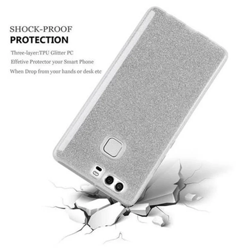 Cadorabo Hülle kompatibel mit Huawei P9 TPU Silikon und Hard Case Schutzhülle im Glitzer Design