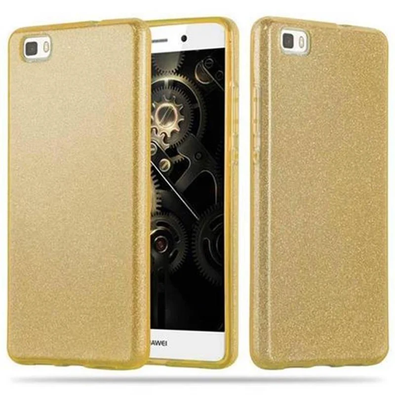 Cadorabo Hülle kompatibel mit Huawei P8 LITE 2015 TPU Silikon und Hard Case Schutzhülle im Glitzer Design