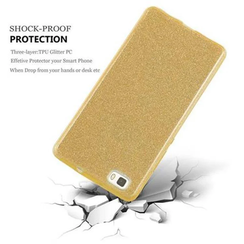 Cadorabo Hülle kompatibel mit Huawei P8 LITE 2015 TPU Silikon und Hard Case Schutzhülle im Glitzer Design