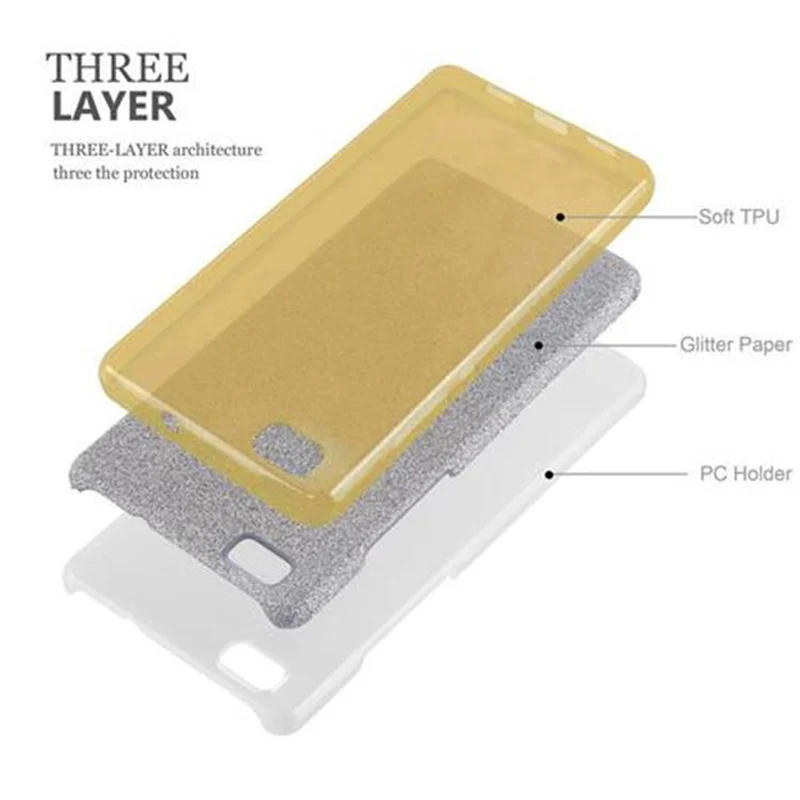 Cadorabo Hülle kompatibel mit Huawei P8 LITE 2015 TPU Silikon und Hard Case Schutzhülle im Glitzer Design