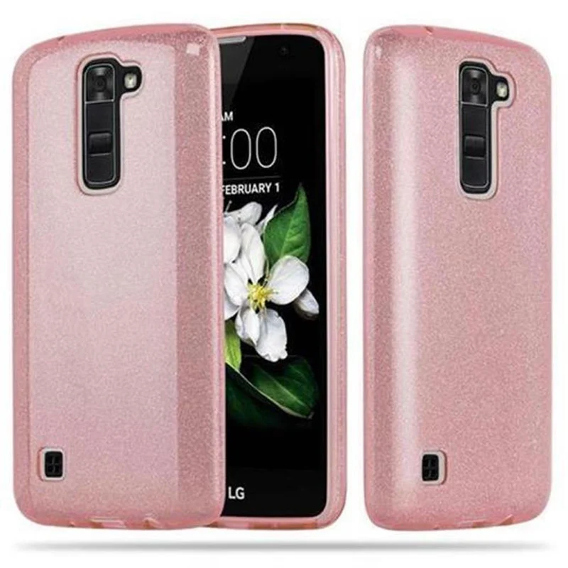 Cadorabo Hülle kompatibel mit LG K7 2016 TPU Silikon und Hard Case Schutzhülle im Glitzer Design