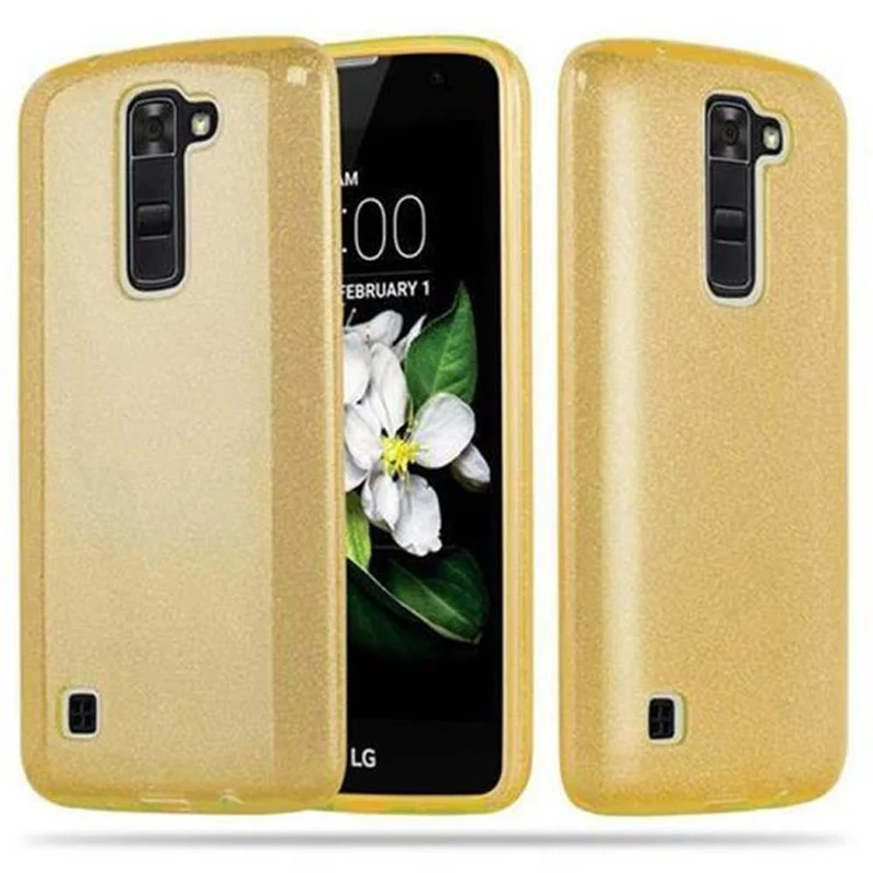 Cadorabo Hülle kompatibel mit LG K7 2016 TPU Silikon und Hard Case Schutzhülle im Glitzer Design