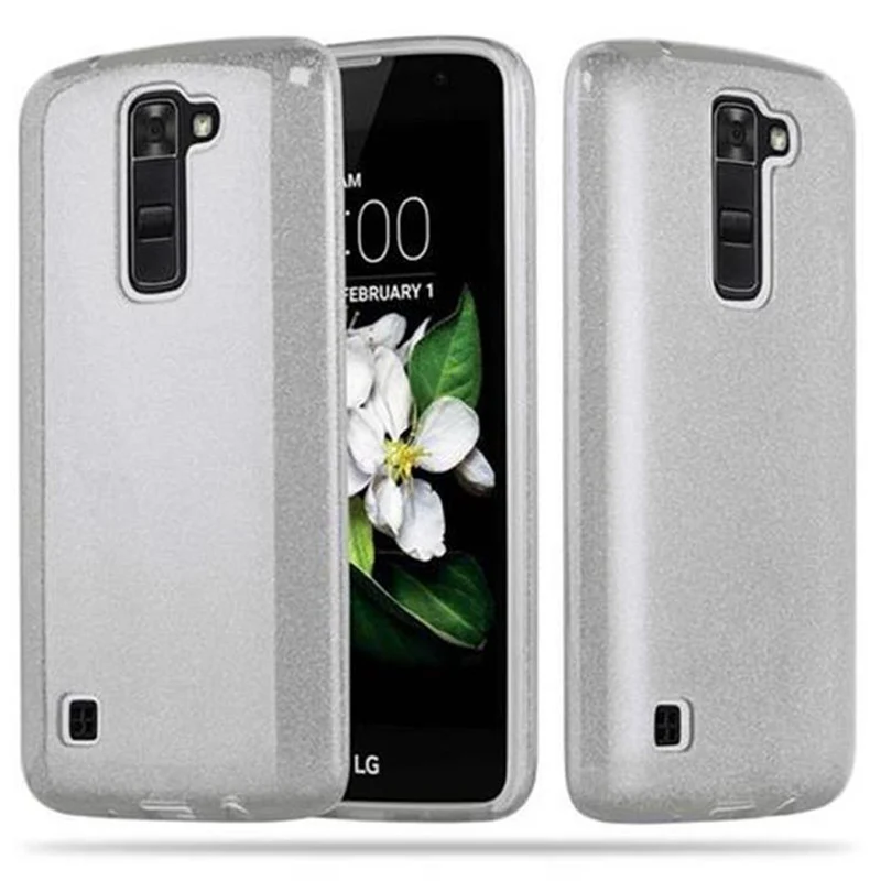 Cadorabo Hülle kompatibel mit LG K7 2016 TPU Silikon und Hard Case Schutzhülle im Glitzer Design