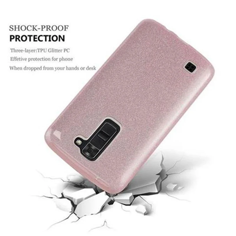 Cadorabo Hülle kompatibel mit LG K7 2016 TPU Silikon und Hard Case Schutzhülle im Glitzer Design