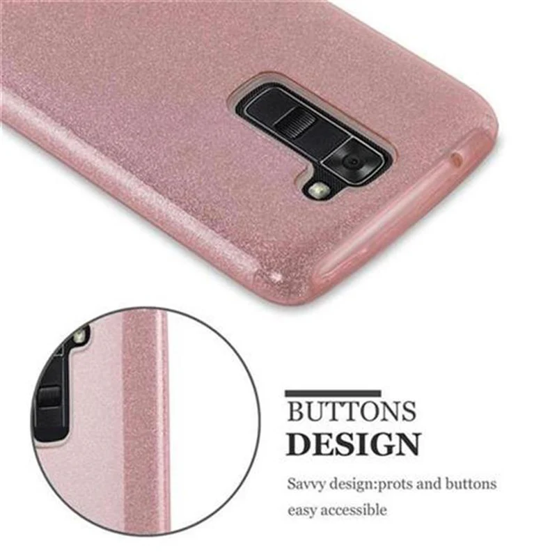 Cadorabo Hülle kompatibel mit LG K7 2016 TPU Silikon und Hard Case Schutzhülle im Glitzer Design
