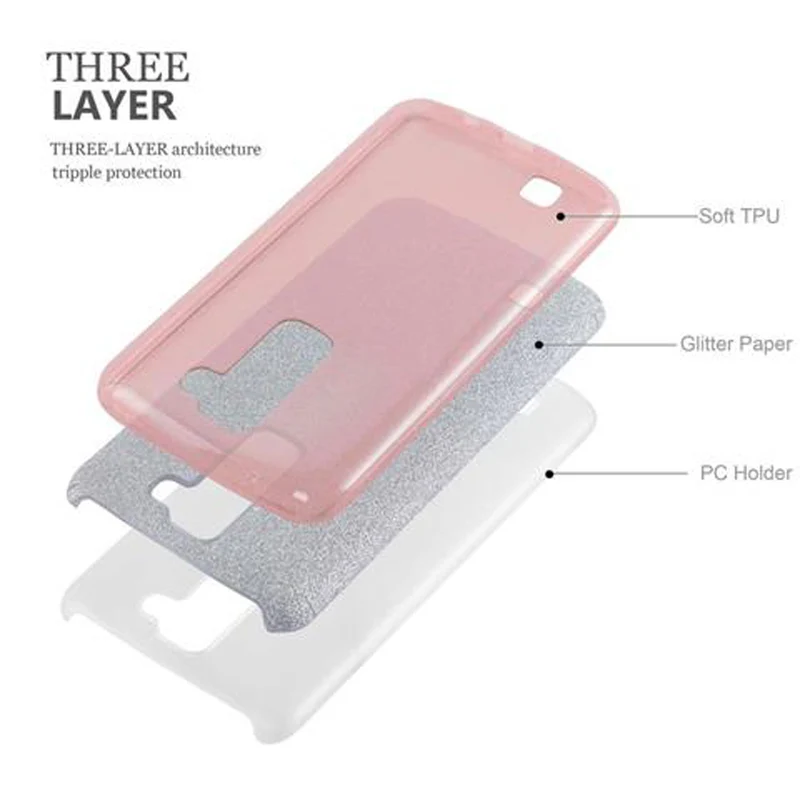 Cadorabo Hülle kompatibel mit LG K7 2016 TPU Silikon und Hard Case Schutzhülle im Glitzer Design