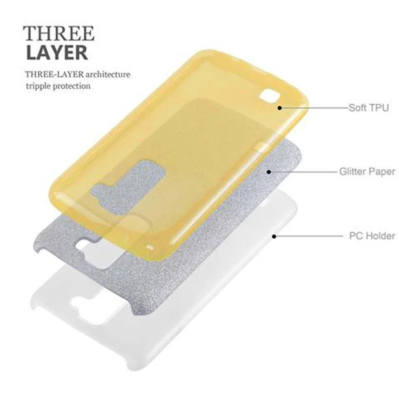 Cadorabo Hülle kompatibel mit LG K7 2016 TPU Silikon und Hard Case Schutzhülle im Glitzer Design
