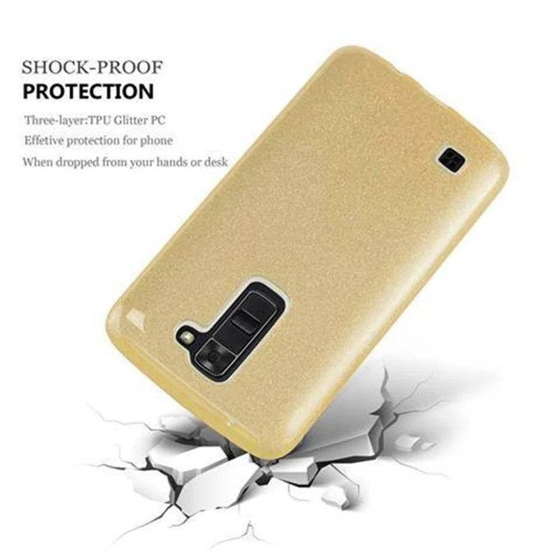Cadorabo Hülle kompatibel mit LG K7 2016 TPU Silikon und Hard Case Schutzhülle im Glitzer Design
